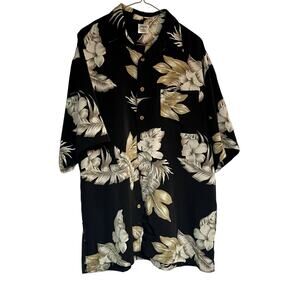 Premier International Men Size Large short sleeve shirt Hawaiian flowers